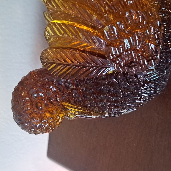 Vtg Lucite Acrylic Dove Candle Holder Votive Tealight Honey Amber Feathers - Picture 2 of 10